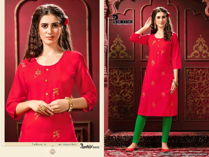 Premnath Parker 5 Ethnic Wear Rayon Designer Embroidery Kurti Collection